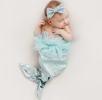 Newborn Mermaid Tail and Headband set