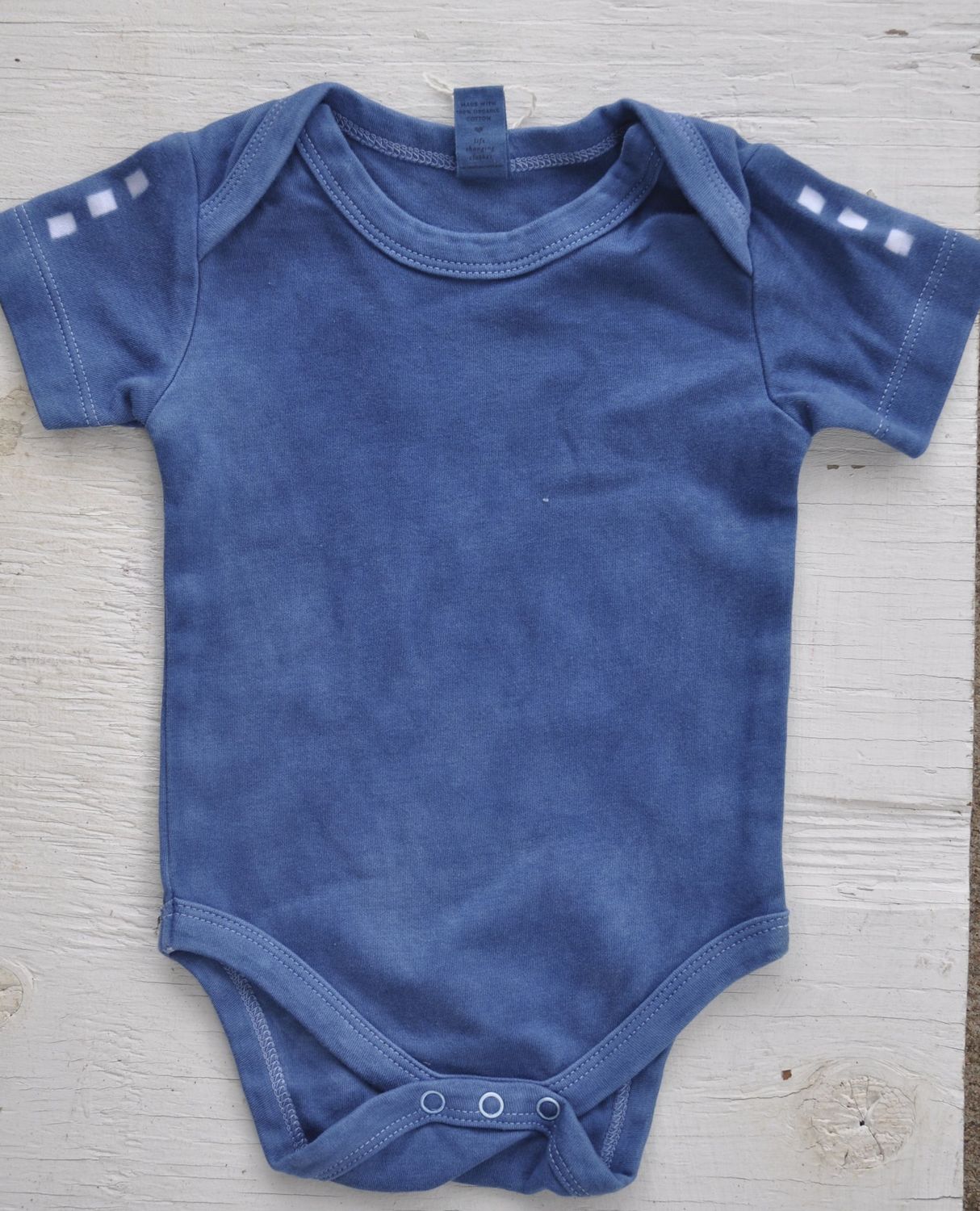 Short Sleeved Side Indigo Dot Onesie