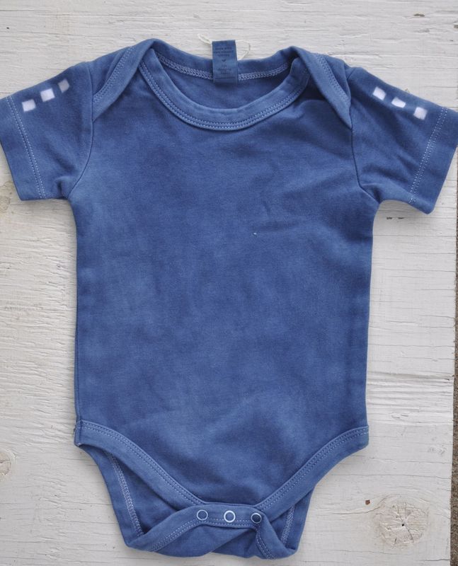 Short Sleeved Side Indigo Dot Onesie