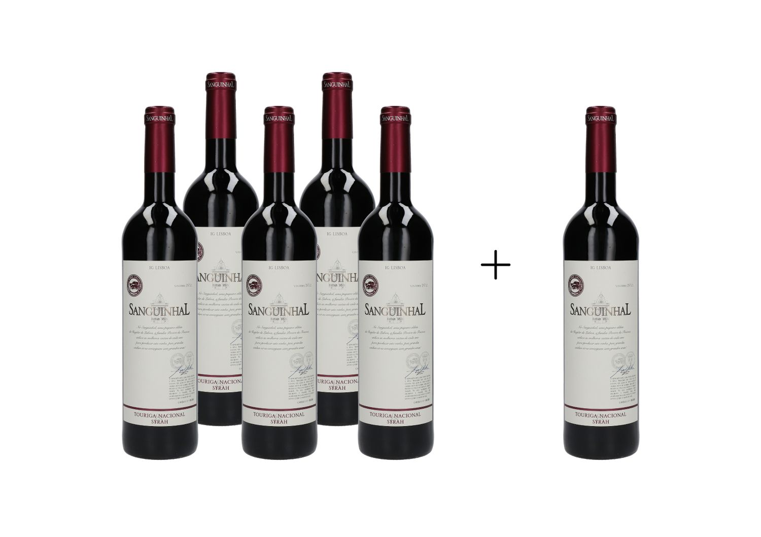 Sanguinhal Touriga Nacional Syrah Reserve Red 2021, Quantity: 5 bottles (750ml) + 1 bottle free of charge