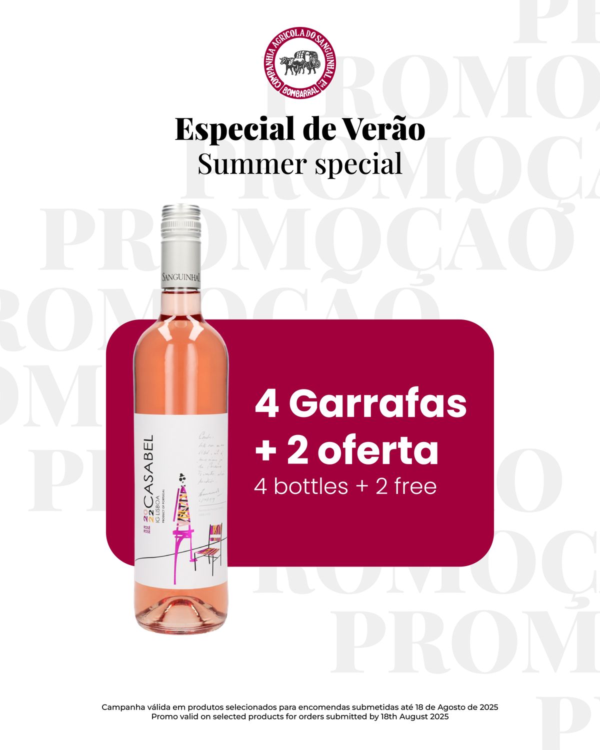 Casabel Lisboa Rose, Quantity: 4 bottles (750ml) + 2 bottle free of charge (Summer Special)