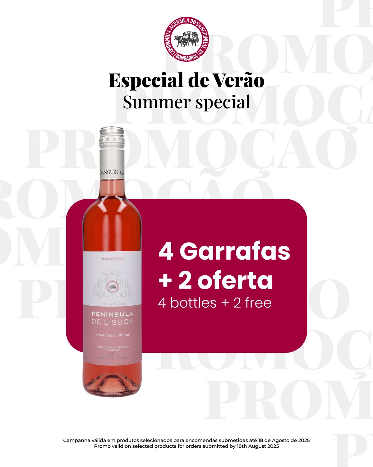 Península de Lisboa Rose 2023, Quantity: 4 bottles (750ml) + 2 bottle free of charge (Summer Special)