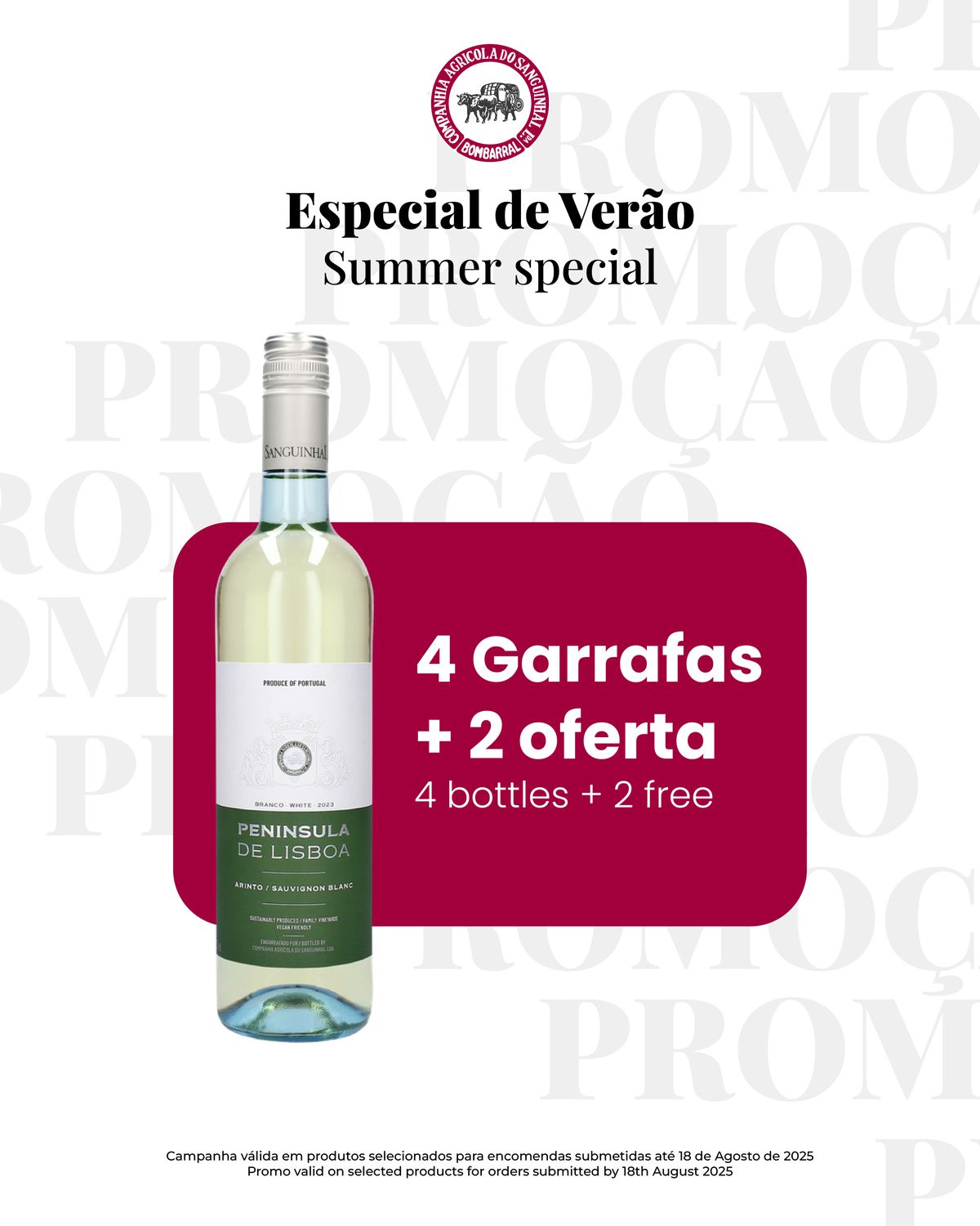 Península de Lisboa White 2023, Quantity: 4 bottles (750ml) + 2 bottle free charge (Summer Special)