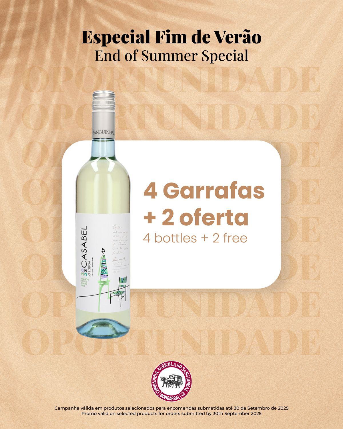 Casabel Lisboa White 2023, Quantity: 4 bottles (750ml) + 2 bottle free | END OF SUMMER SPECIAL