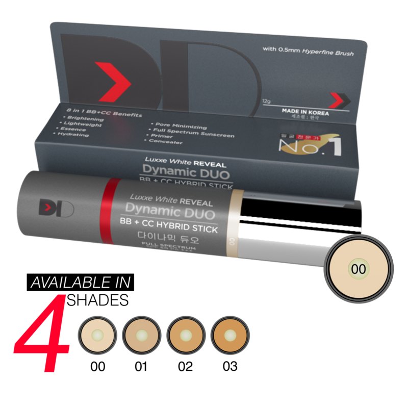 LUXXE WHITE REVEAL DYNAMIC DUO BB + CC HYBRID STICK SPF 50