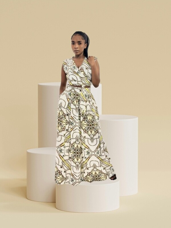 Daring Chains Print Maxi Skirt Suit