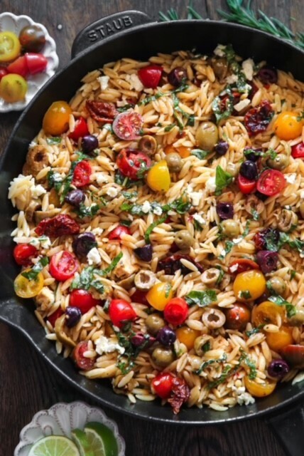 Gevulde paprika met Griekse orzo & feta (veggie)