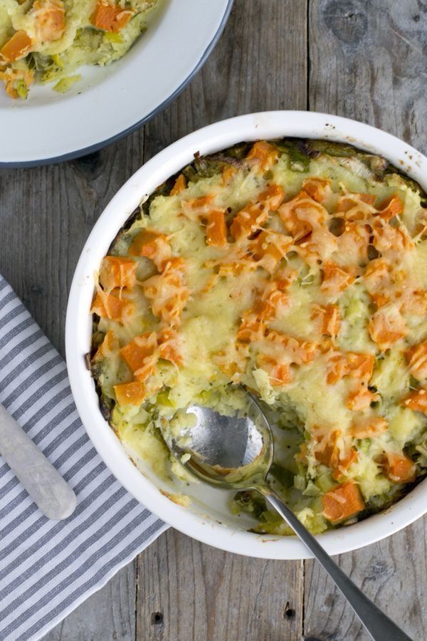 Ovenschotel met kippengehakt prei en zoete aardappel(500 gr)