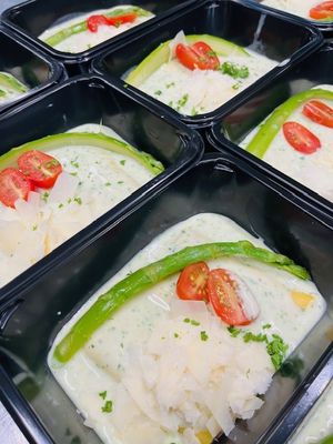 Canneloni gegrilde groenten-waterkers afgewerkt met asperge