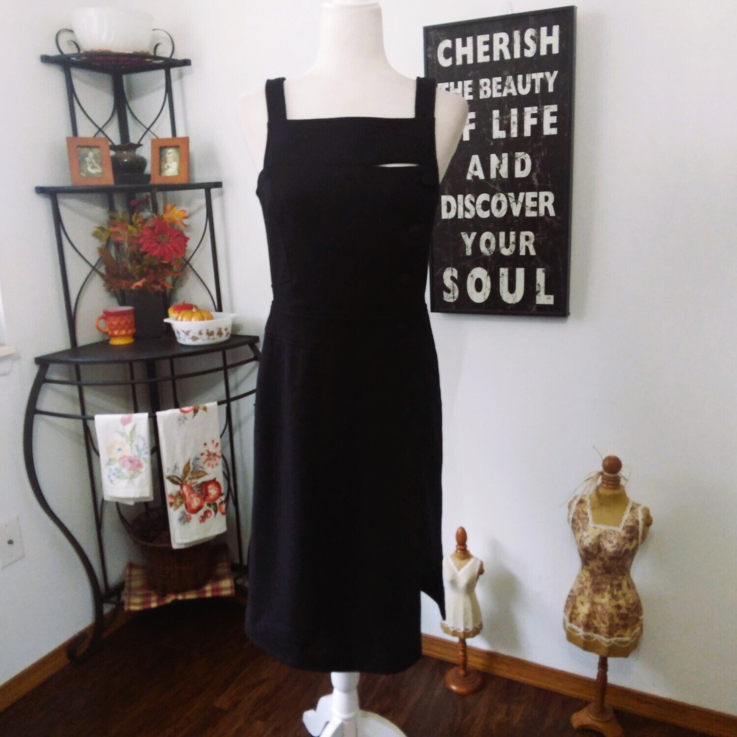 Jennifer Chun Sz 6 Small Women&#39;s Wool Black Button Side Dress