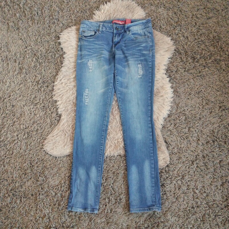 Zana Di Sz 9 Women&#39;s Jrs Distressed Straight Leg Low Rise Stretch Jeans
