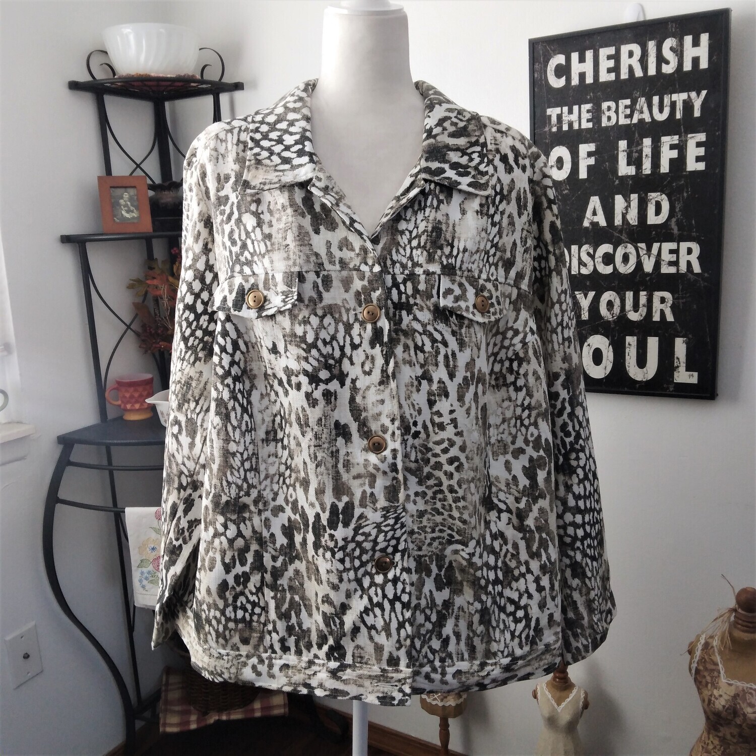 Sag Harbor 2X Women&#39;s Snakeskin Print Plus Size Jacket