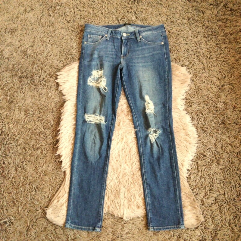 Just Black Sz 4 26&quot; Waist Distressed Low Rise Skinny Stretch Jeans
