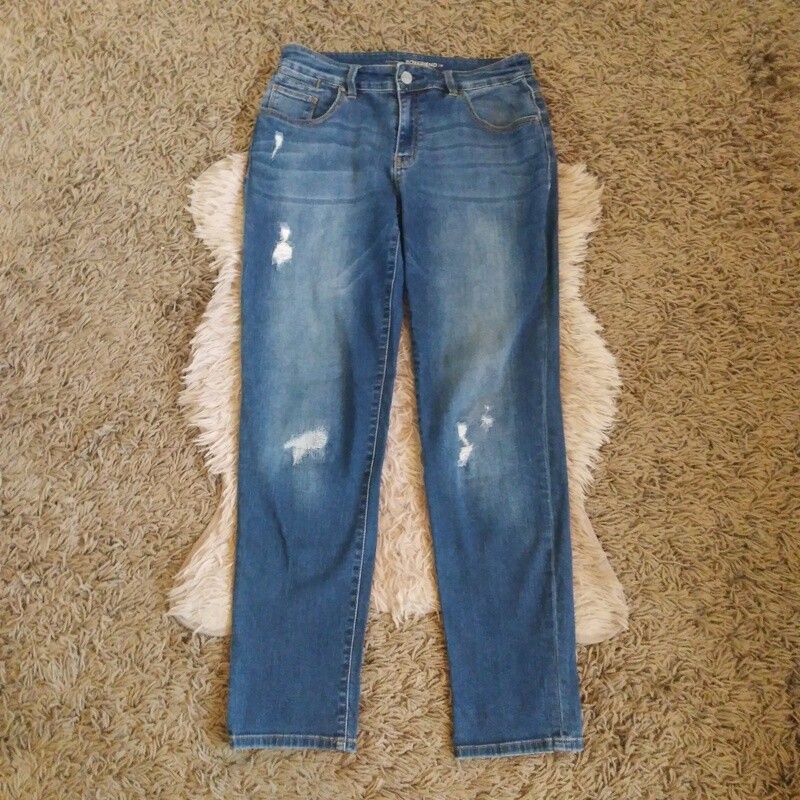 Chico&#39;s Sz 4 Women&#39;s Distressed High Rise Boyfriend Stretch Jeans