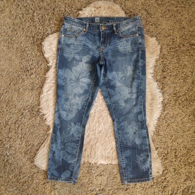 Mossimo Sz 6 Women&#39;s Floral Low Rise Stretch Crop Capris Jeans Pants