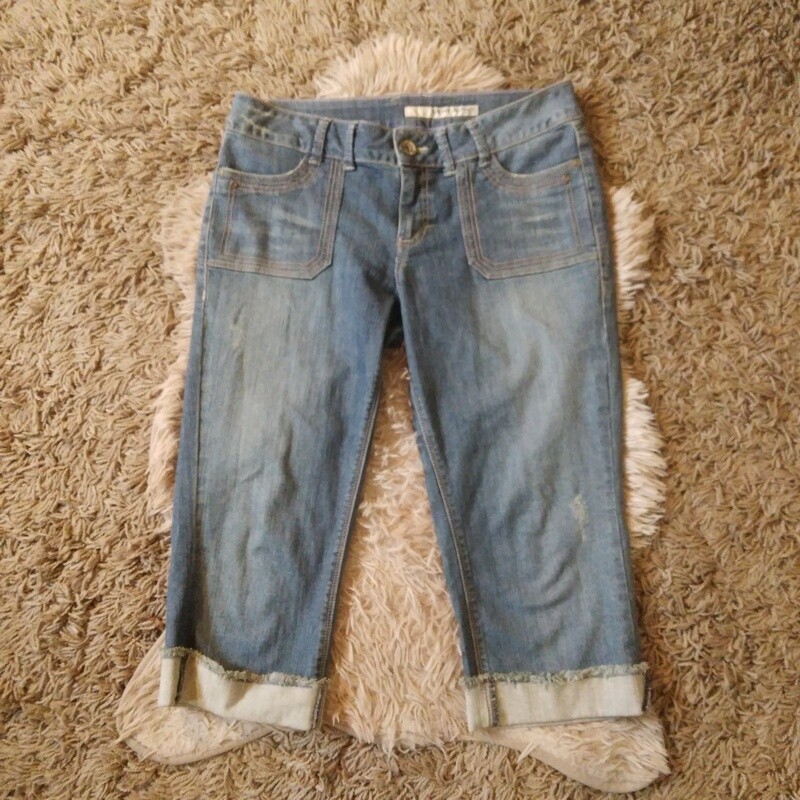 DKNY Sz 12 P Women&#39;s Low Rise Stretch Denim Crop Capris Jeans
