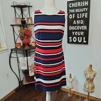 Chaps Medium Women's Striped Stretchy Sleeveless Dress