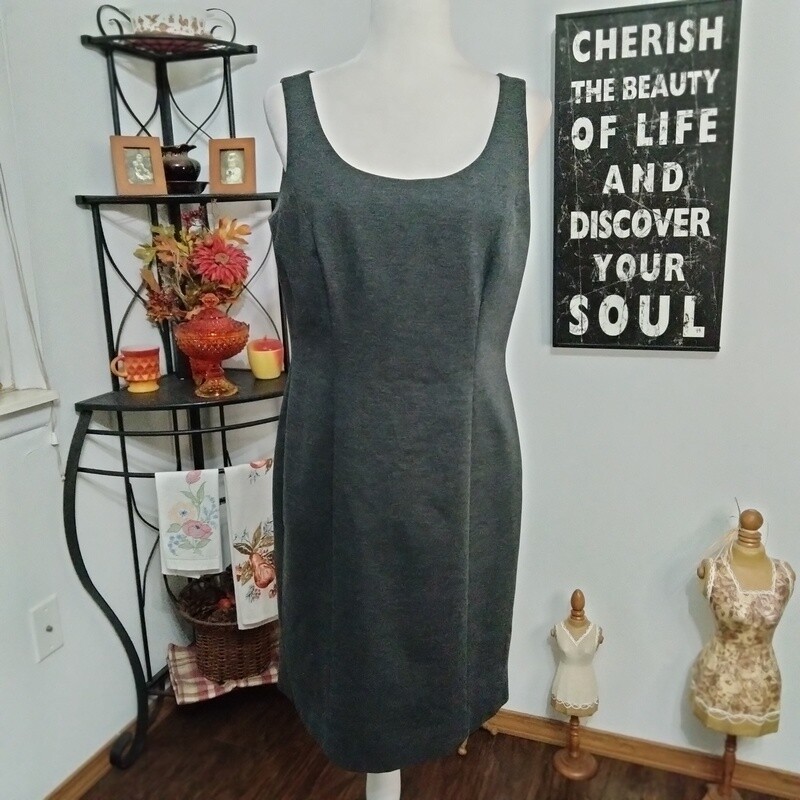 Tahari ASL Sz 8 Medium Women&#39;s Solid Grey Sleeveless Bodycon Dress
