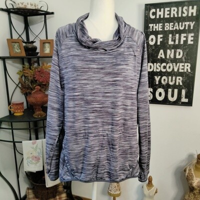 Champion XXL Women&#39;s Purple &amp; White Cowl Neck Long Sleeve Sweatshirt