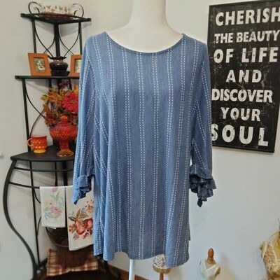 W5 2X Women&#39;s Blue Stretchy Half Sleeve Plus Size Blouse