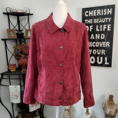 Christopher & Bank Large Women's Red Soft Corduroy Button-Up Jacket
