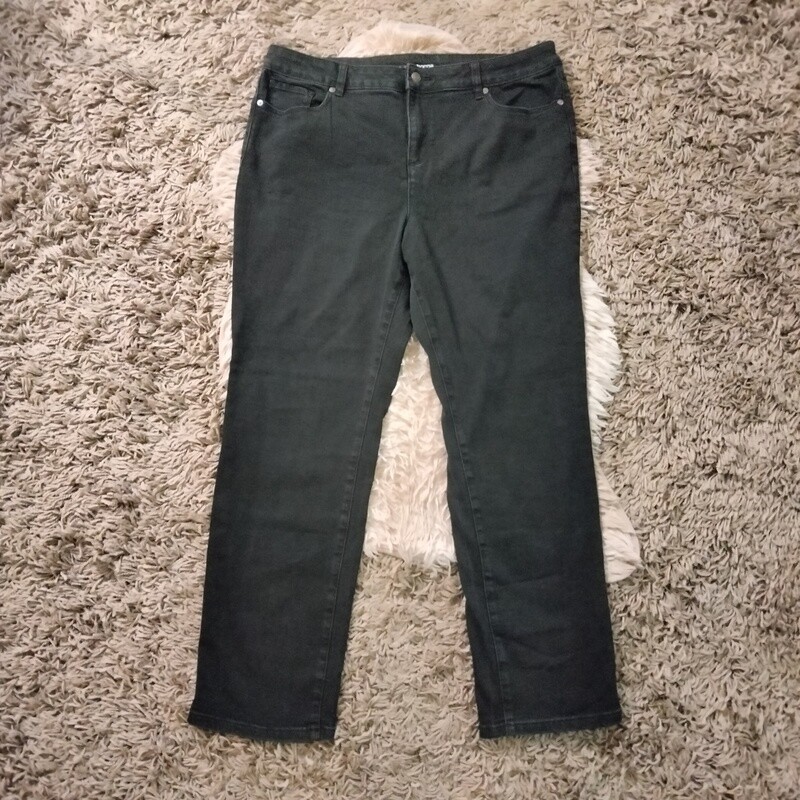 Liz Claiborne Sz 14 Women&#39;s Black Mid-Rise Girlfriend Straight Leg Stretch Jeans