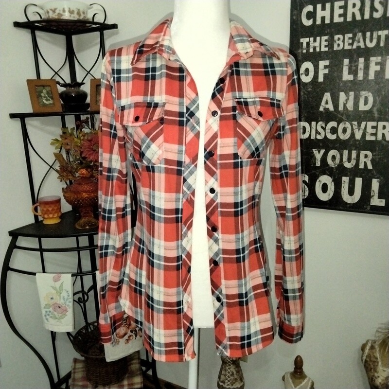 Wet Seal Small Women&#39;s Juniors Plaid  Long Sleeve Flannel Shirt