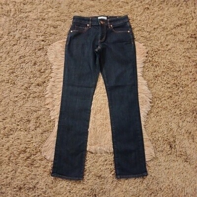 Loft Sz 0 Women&#39;s Juniors Dark Wash Curvy Straight Mid Rise Stretch Jeans