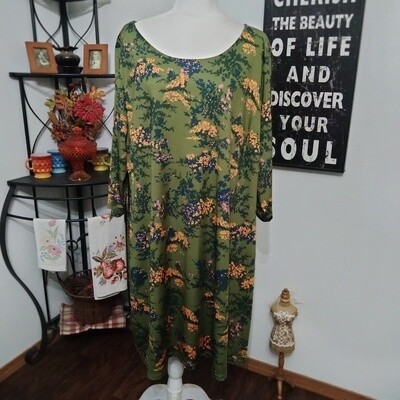 Triste 3X Women's Green Floral Half
Sleeve Stretch Plus Size Dress