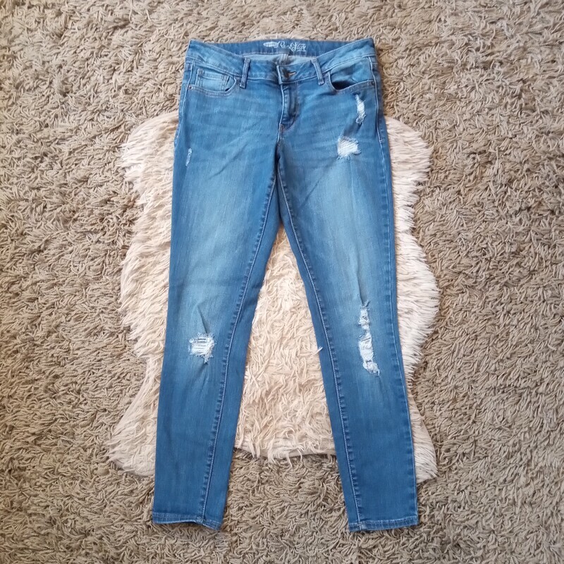 Old Navy Sz 8 Women&#39;s Rockstar Distressed Mid Rise Stretch Skinny Jegging Jeans