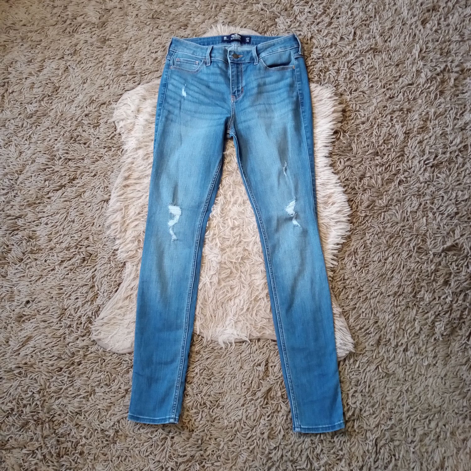 Hollister Sz 5 Women&#39;s Jrs Distressed Mid Rise Super Skinny Stretch Jegging Jeans