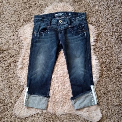 GUESS 29 Women&#39;s Low Rise Cuffed Zipper Capri Cropped Jeans