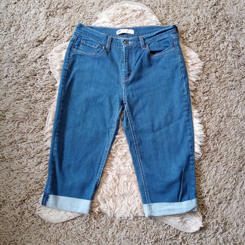 Levi Sz 10 Women&#39;s High Rise Cuffed Cropped Capri Stretch Jeans