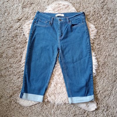 Levi Sz 10 Women&#39;s High Rise Cuffed Cropped Capri Stretch Jeans