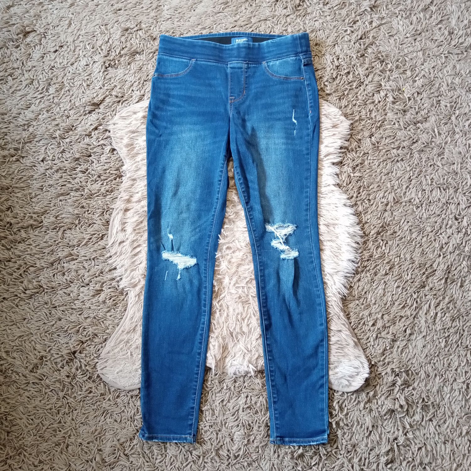 Old Navy Sz 6 Women&#39;s Rockstar Distressed Mid Rise Pull On Stretch Jeggings Jeans