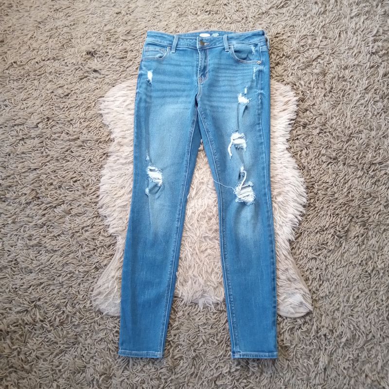 Old Navy Sz 6 Women&#39;s Rockstar Distressed Super Skinny Mid Rise Stretch Jeans