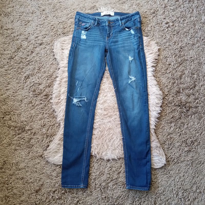 Hollister Sz 9 Juniors Distressed Low Rise Skinny Stretch Jeggings Jeans