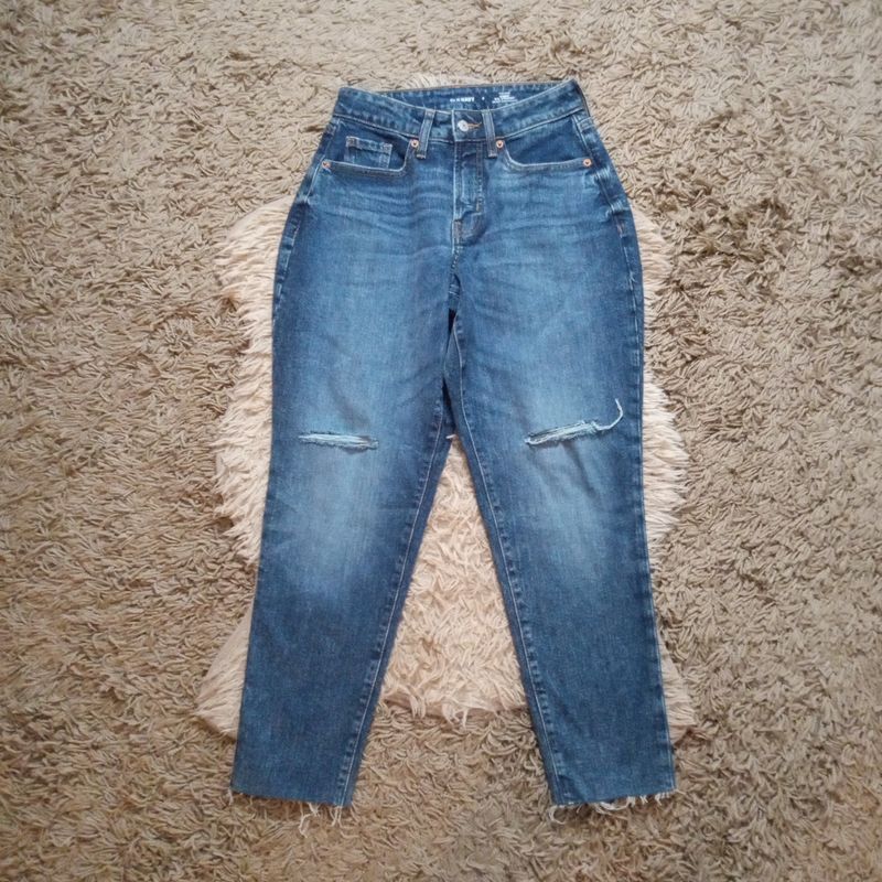 Old Navy Sz 2 Women&#39;s Jrs Curvy O.G. Straight Leg High Rise Distressed Jeans