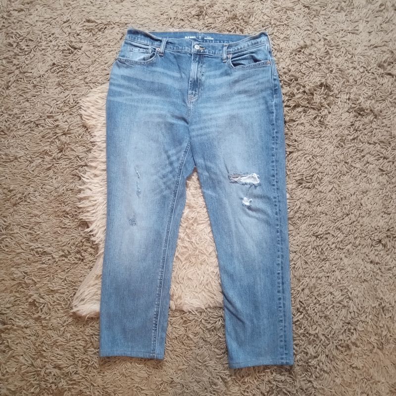 Old Navy Sz 12 Tall Women&#39;s Mid Rise Boyfriend Fit Distressed Straight Leg Jeans