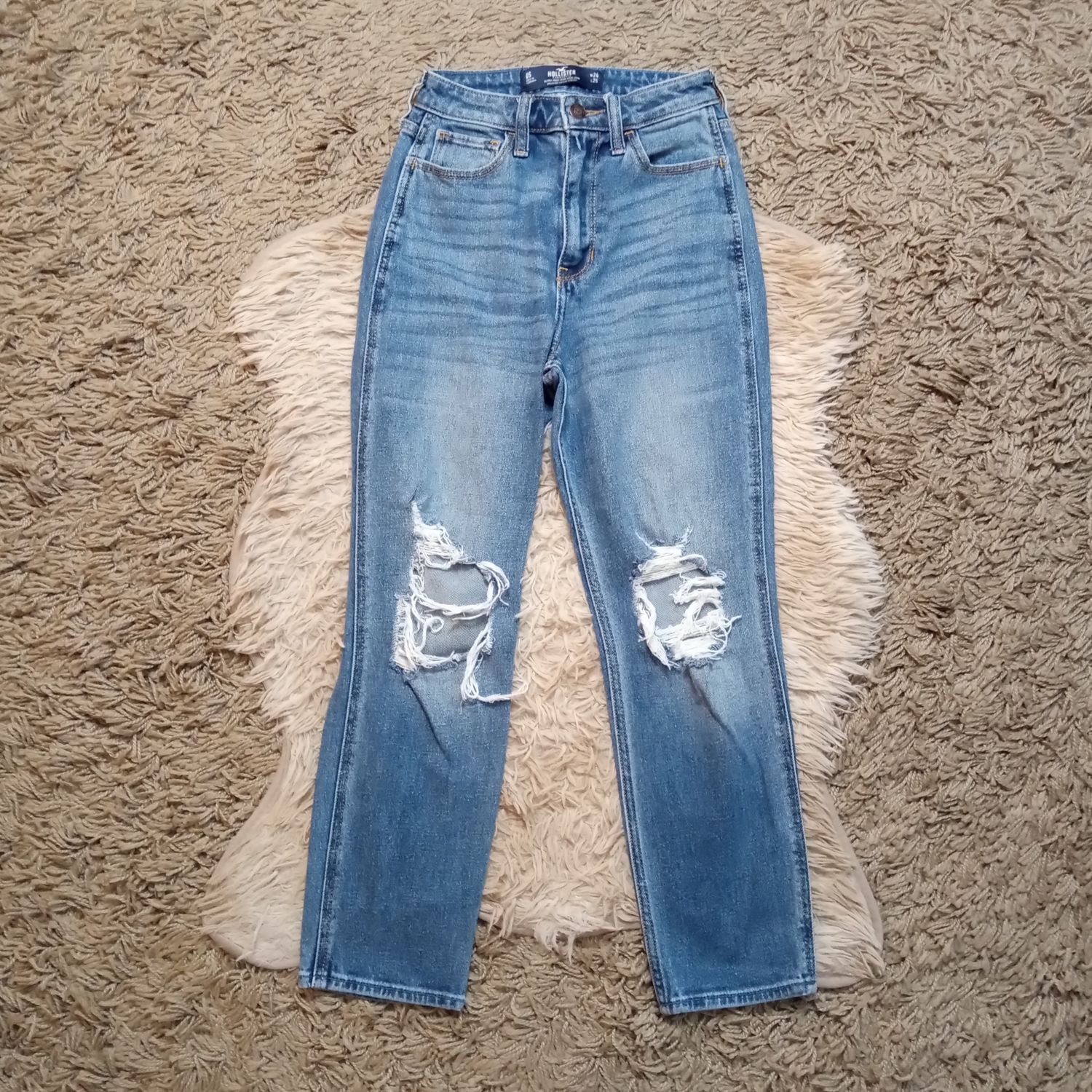 Hollister 0S 0 Short Juniors Distressed Ultra High Rise Mom Jeans