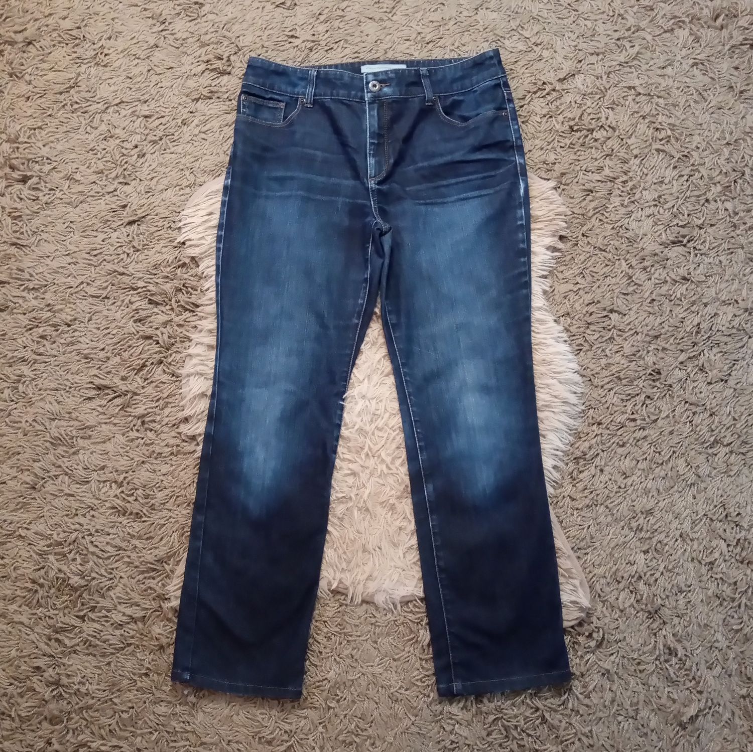 Chico&#39;s Sz 8 Short Women&#39;s Platinum Mid Rise Straight Leg Stretch Jeans