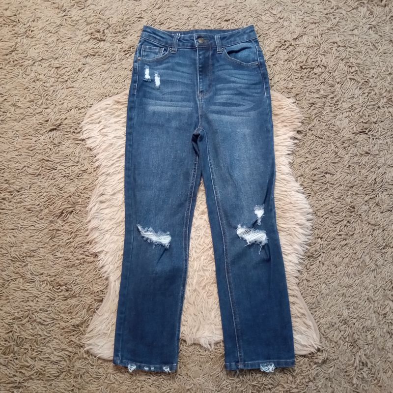Vanilla Star Sz 3 Women&#39;s Jrs High Rise Real Cheeky Straight Leg Distressed Jeans