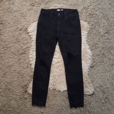 Old Navy Sz 6 Women&#39;s Black Rockstar Distressed Skinny Mid Rise Ankle Jeans