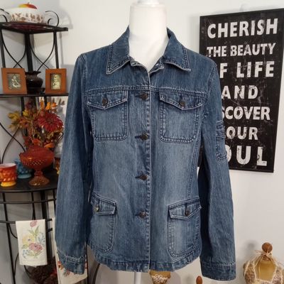 Crazy Horse Large Women&#39;s Cotton Button Up Denim Jean Jacket