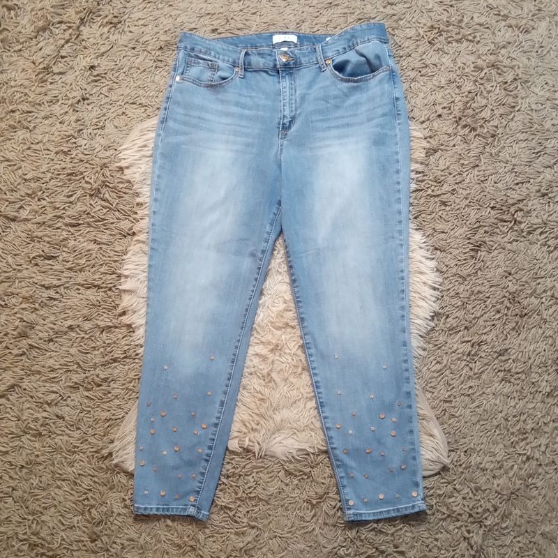 Sofia Vergara Sz 16 Women&#39;s Studded Mid Rise Stretch Skinny Ankle Jeans