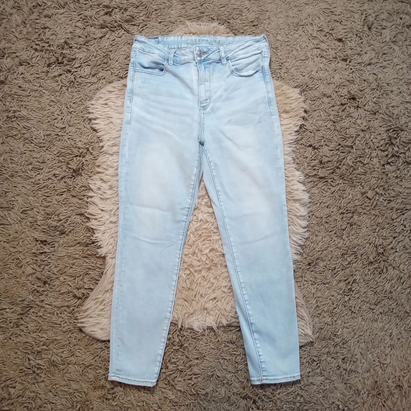 American Eagle 10 Short Women&#39;s Hi-Rise Light Wash Solid Stretch Jeggings