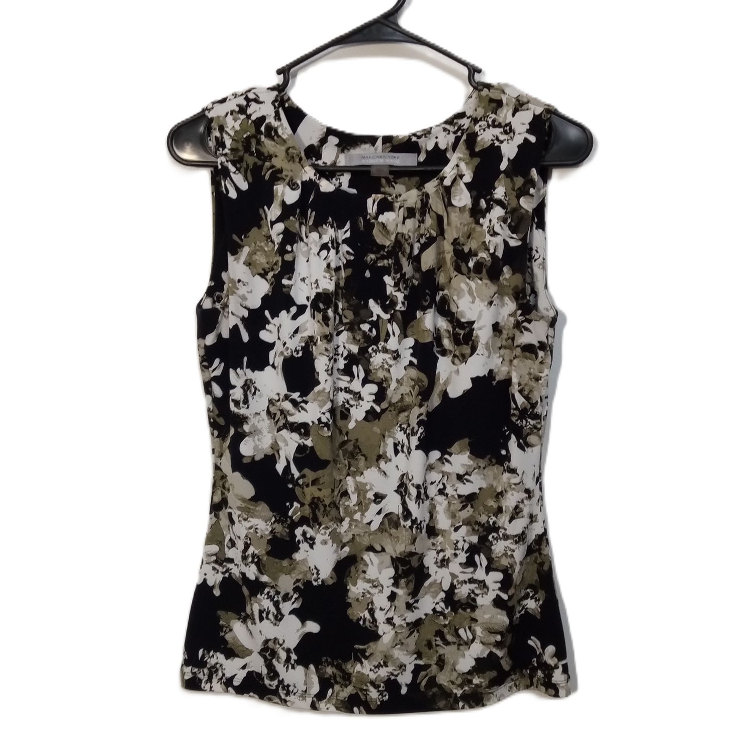 Marc New York Small Women&#39;s Black Floral Sleeveless Stretchy Blouse