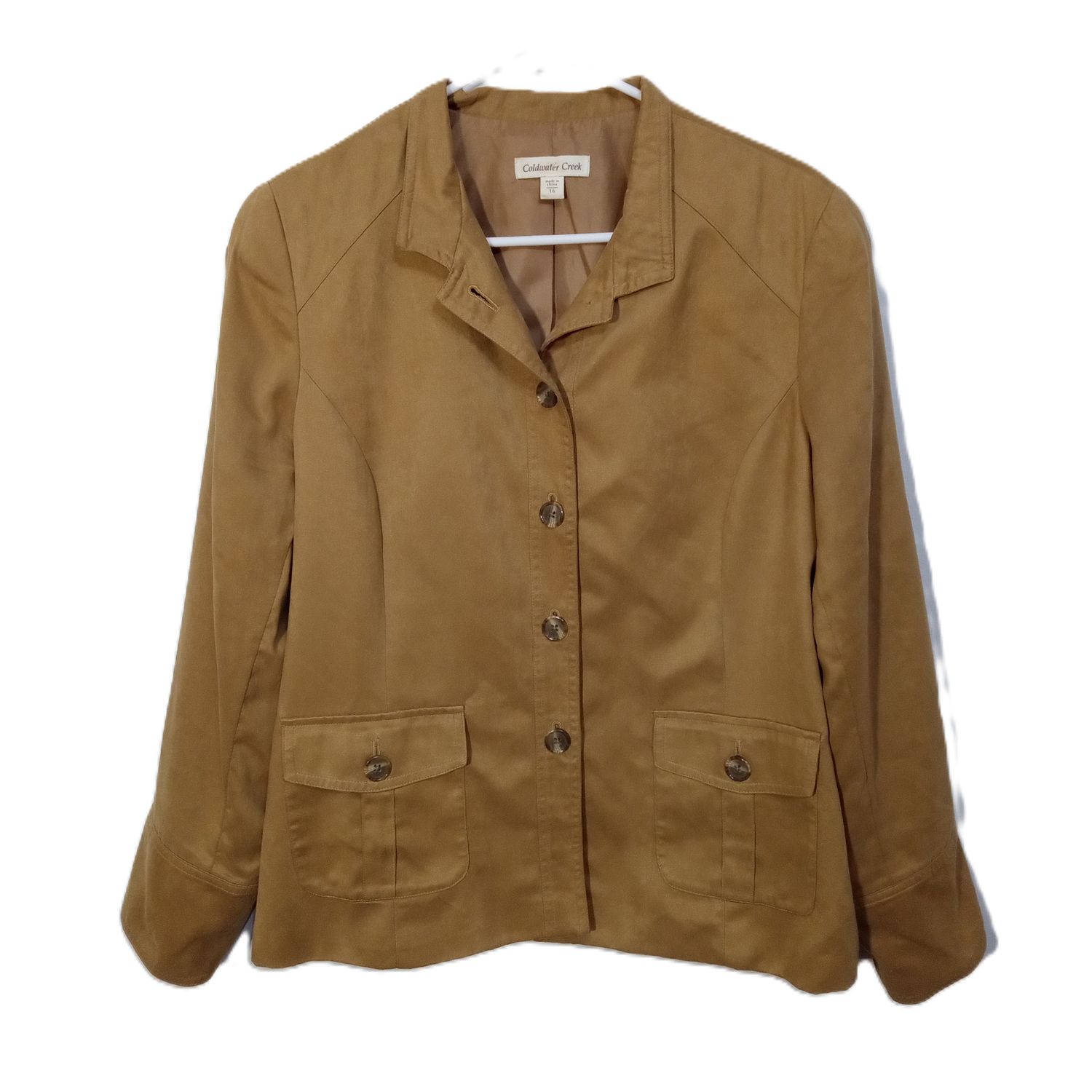 Coldwater Creek Sz 16 XL Women&#39;s Soft Faux Suede Lightweight Button-Up Blazer