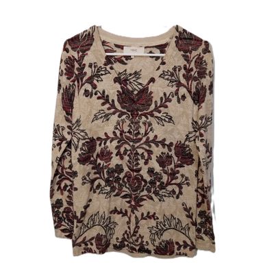 NEXT Sz 10 Medium Women&#39;s Glittery Floral V-Neck Long Sleeve Blouse