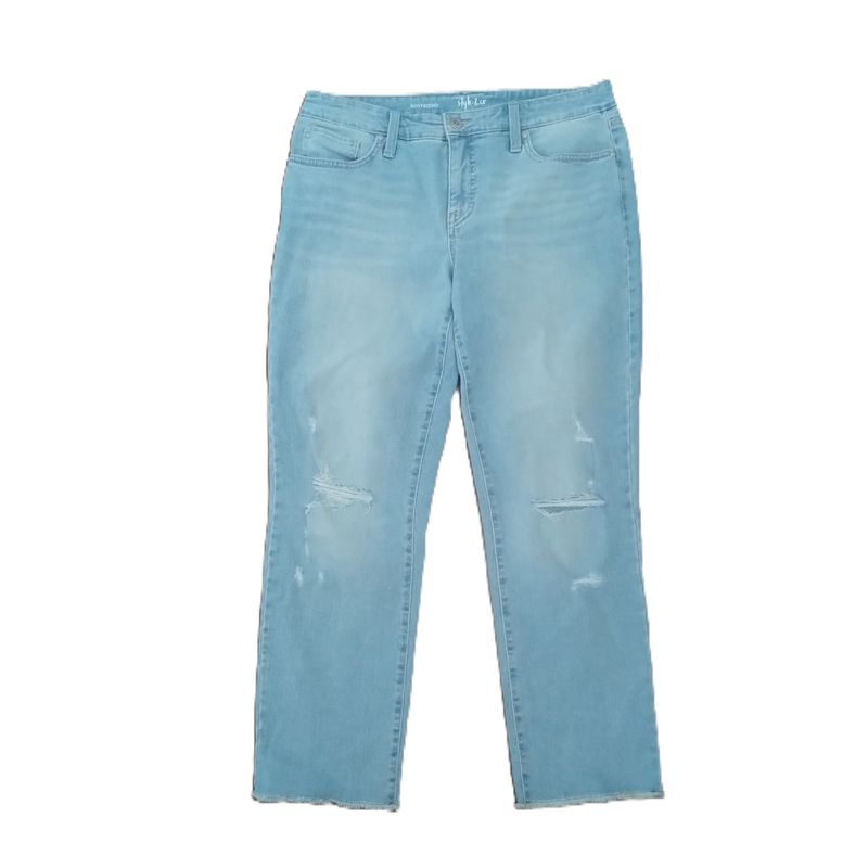 Style &amp; Co Sz 8 Women&#39;s Boyfriend Distressed Light Wash Mid Rise Jeans